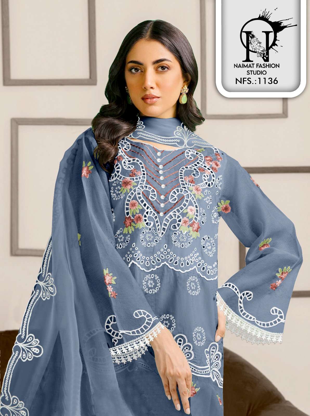 Embroidery Classy Collection With New Fabrics NFS-1136 Naimat